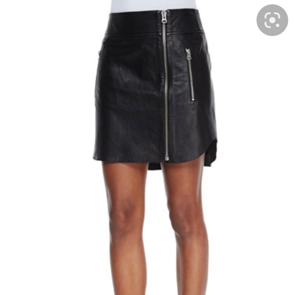 Alexander McQueen Leather Zip Biker Skirt